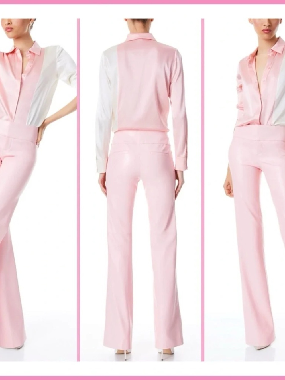 Alice and Olivia Petal Pink vegan leather pant sz 12